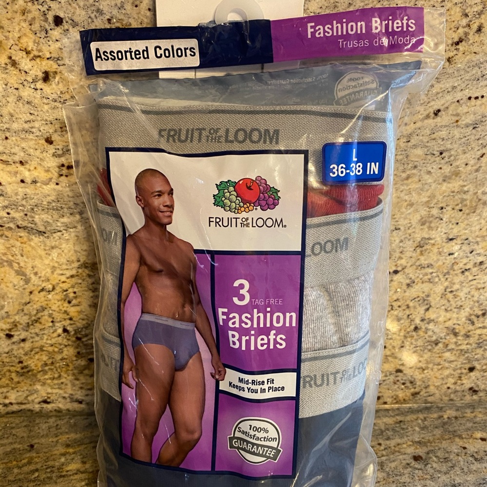 3 PACK OF FRUIT OF THE LOOM FASHION BRIEFS